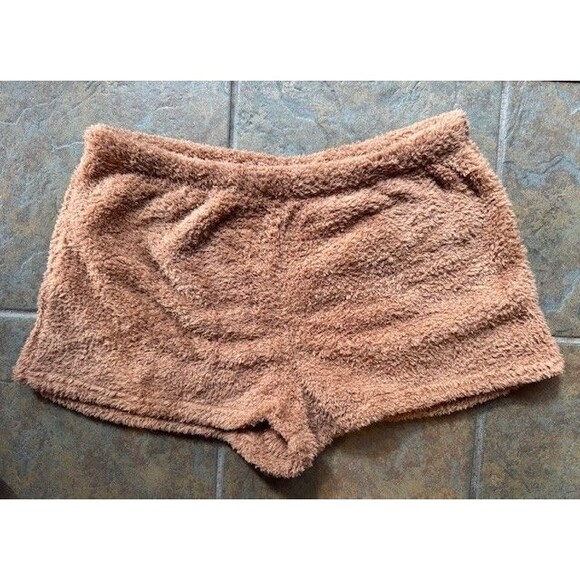 PINK Victorias Secret Co-zzzy Fleece Boxy Fuzzy Pajama Shorts Brown‎ LRG Toffee - Picture 4 of 9